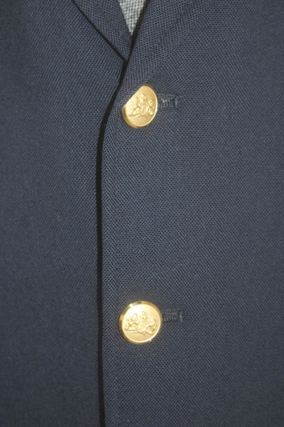 Stafford Men's Long Sleeves Lined Collared Gold Button Jacket Navy Blue Size 48