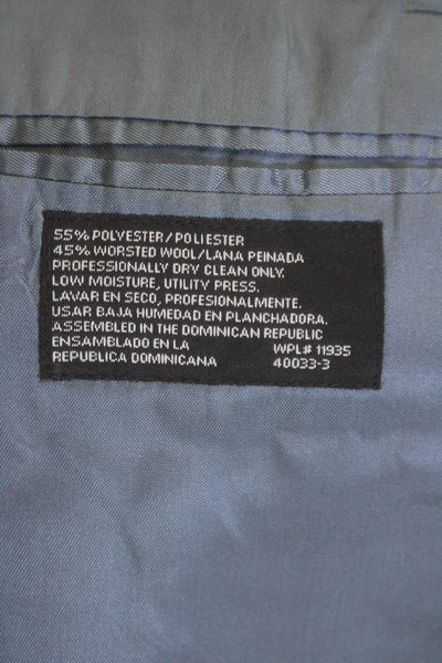 Stafford Men's Long Sleeves Lined Collared Gold Button Jacket Navy Blue Size 48