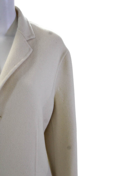 Ralph Lauren Collection Womens Long Sleeves Button Down Coat White Wool Size Med