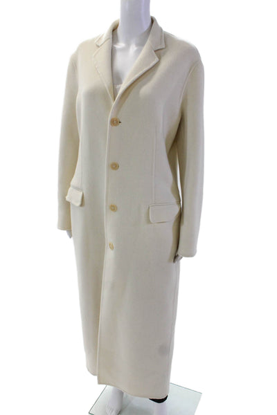 Ralph Lauren Collection Womens Long Sleeves Button Down Coat White Wool Size Med