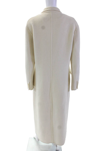 Ralph Lauren Collection Womens Long Sleeves Button Down Coat White Wool Size Med