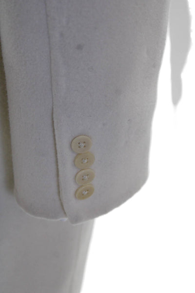 Ralph Lauren Collection Womens Long Sleeves Button Down Coat White Wool Size Med