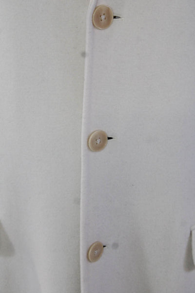 Ralph Lauren Collection Womens Long Sleeves Button Down Coat White Wool Size Med