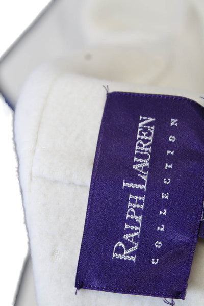 Ralph Lauren Collection Womens Long Sleeves Button Down Coat White Wool Size Med