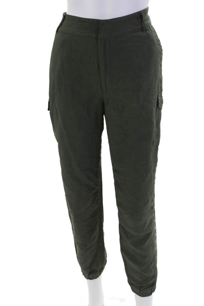 10 Crosby Derek Lam Womens Studded High-Rise Tapered Cargo Pants Green Size 6