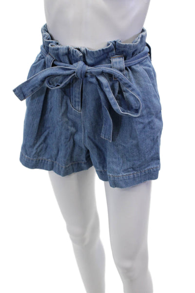L'Agence Womens Cotton Blend Denim Four Pocket High-Rise Shorts Blue Size 24