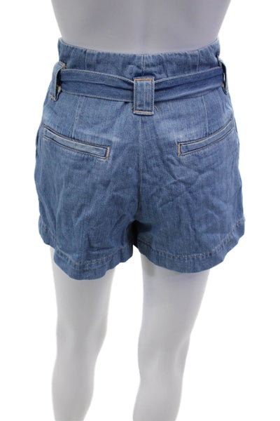 L'Agence Womens Cotton Blend Denim Four Pocket High-Rise Shorts Blue Size 24