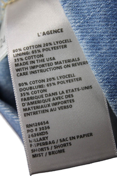 L'Agence Womens Cotton Blend Denim Four Pocket High-Rise Shorts Blue Size 24