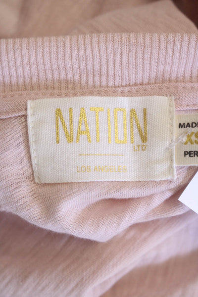 Nation LTD Women's Long Sleeves Smocked Basic Blouse Light Pink Size XS