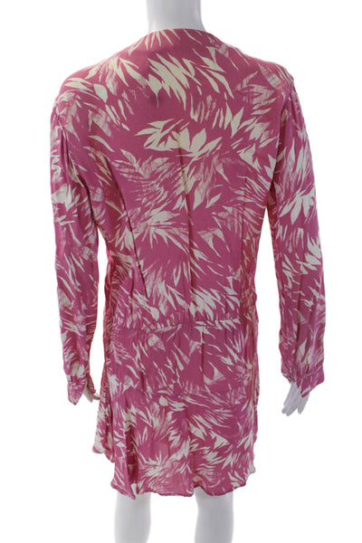 Karina Grimaldi Womens Abstract Long Sleeve Elastic Waist Dress Pink Size XS