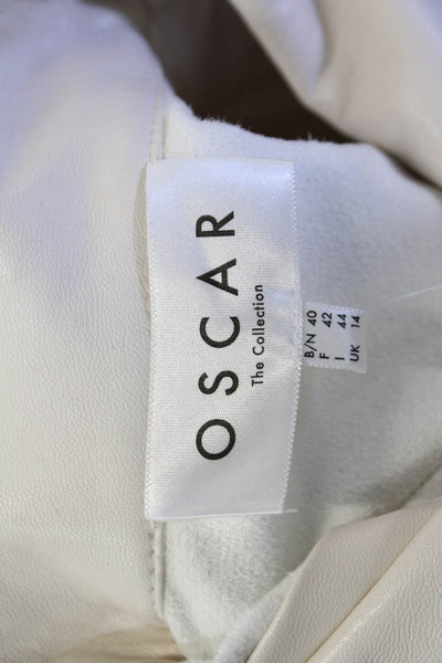Oscar The Collection Womens Vegan Leather Blouse Top Pants Set Pearl Size 40