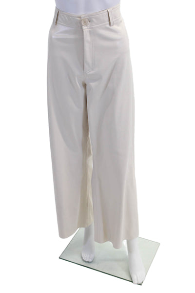 Oscar The Collection Womens Vegan Leather Blouse Top Pants Set Pearl Size 40