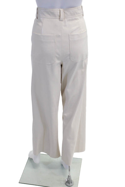 Oscar The Collection Womens Vegan Leather Blouse Top Pants Set Pearl Size 40