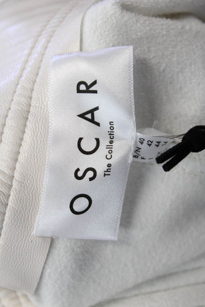 Oscar The Collection Womens Vegan Leather Blouse Top Pants Set Pearl Size 40