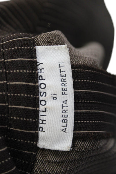 Philosophy di Alberta Ferretti Womens Striped Button Down Jacket Brown Size 4