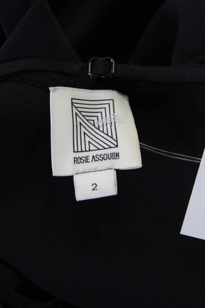 Rosie Assoulin Women's V-Neck Long Sleeves Cold Shoulder Blouse Black Size 2