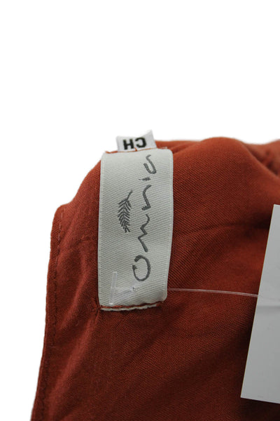 Omnia Womens Tie Front Sleeveless Peep Front Wide Leg Jumpsuit Rust Size M