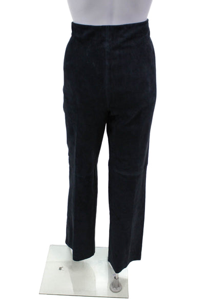 Ecru Women's Button Closure Stretch Suede Flat Front Bootcut Pants Ink Size 8