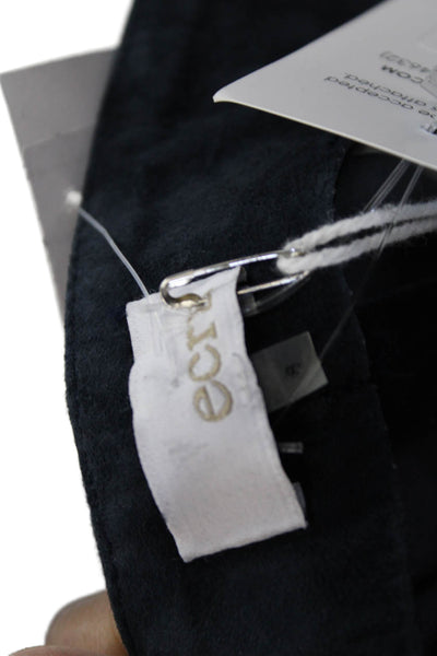 Ecru Women's Button Closure Stretch Suede Flat Front Bootcut Pants Ink Size 8
