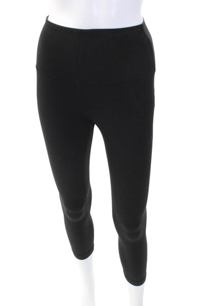 Lululemon Womens High Rise Cropped Athletic Stretch Knit Leggings Black Size 4