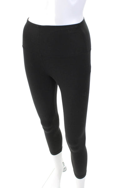 Lululemon Womens High Rise Cropped Athletic Stretch Knit Leggings Black Size 4
