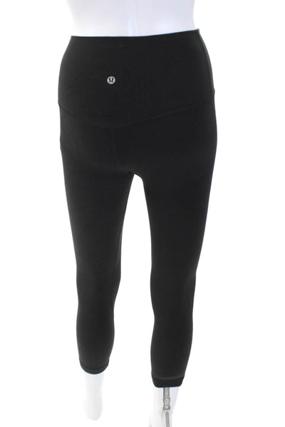 Lululemon Womens High Rise Cropped Athletic Stretch Knit Leggings Black Size 4