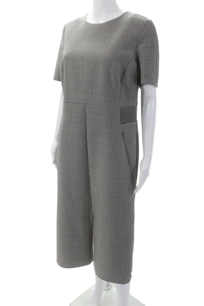 Akris Womens Checkered Short Sleeve Zipped Dress Black White Size 10