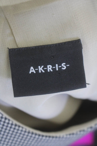 Akris Womens Checkered Short Sleeve Zipped Dress Black White Size 10