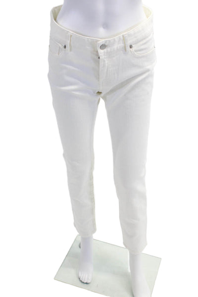 Nili Lotan Womens Zipper Fly High Rise Slim Cut Ankle Jeans White Denim Size 4