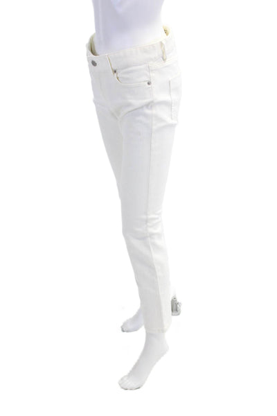 Nili Lotan Womens Zipper Fly High Rise Slim Cut Ankle Jeans White Denim Size 4