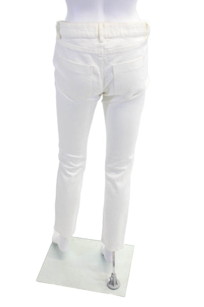 Nili Lotan Womens Zipper Fly High Rise Slim Cut Ankle Jeans White Denim Size 4