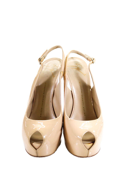 Giuseppe Zanotti Design Womens Platform Slingback Peep Toe Pumps Brown Size 38.5