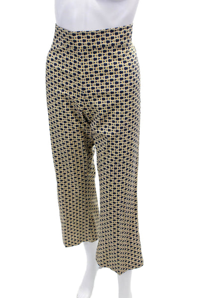 Avenue Montaigne Womens Pull On Abstract Print Bootcut Pants Blue Gold Size 10