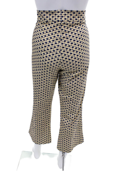 Avenue Montaigne Womens Pull On Abstract Print Bootcut Pants Blue Gold Size 10