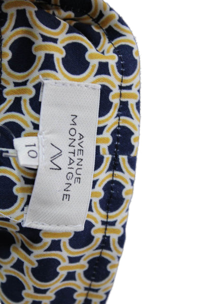 Avenue Montaigne Womens Pull On Abstract Print Bootcut Pants Blue Gold Size 10