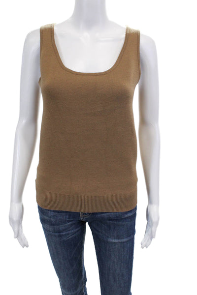Rachel Zoe Womens Scoop Neck Solid Stretch Tank Top Brown Size S