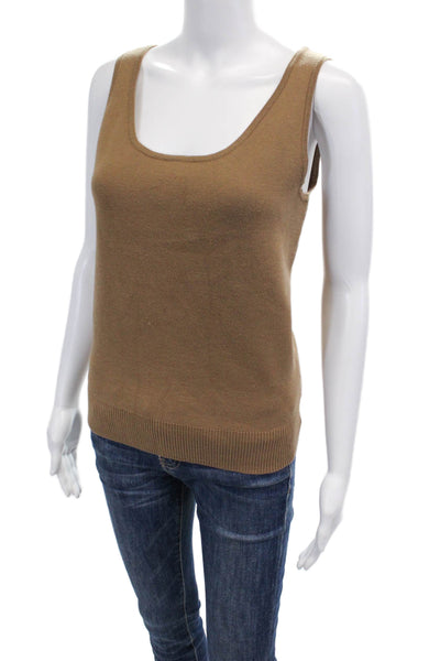 Rachel Zoe Womens Scoop Neck Solid Stretch Tank Top Brown Size S
