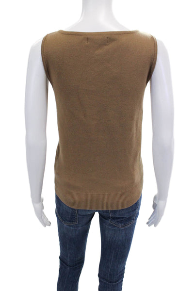 Rachel Zoe Womens Scoop Neck Solid Stretch Tank Top Brown Size S
