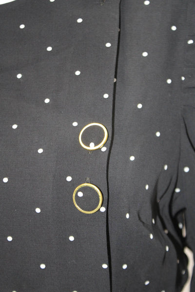 Alice McCall Women's Round Neck Long Sleeves Cropped Top Black Polka Dot Size 6