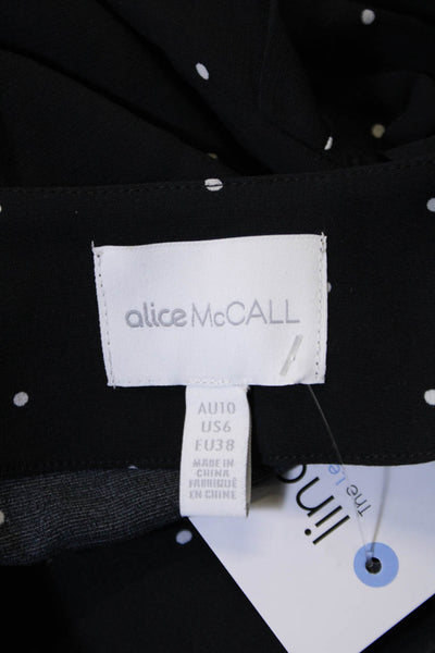 Alice McCall Women's Round Neck Long Sleeves Cropped Top Black Polka Dot Size 6