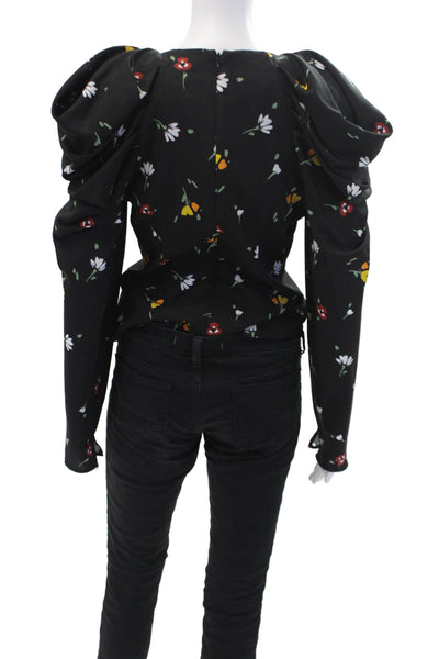 C/MEO Collective Women's V-Neck Long Sleeves Zip Floral Blouse Size S