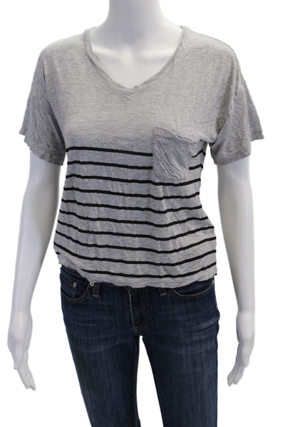 Zoe Karssen Women's Short Sleeves Basic Pocket T-Shirt Gray Striped Size XS