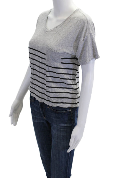 Zoe Karssen Women's Short Sleeves Basic Pocket T-Shirt Gray Striped Size XS