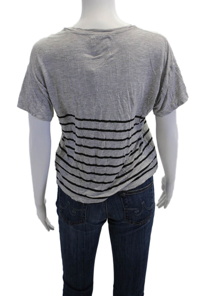 Zoe Karssen Women's Short Sleeves Basic Pocket T-Shirt Gray Striped Size XS