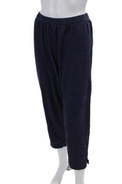 Eileen Fisher Womens Cotton High Waisted Pull On Straight Leg Pants Blue Size M