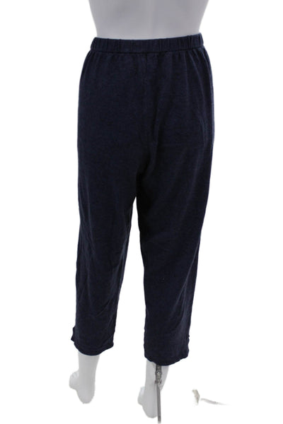 Eileen Fisher Womens Cotton High Waisted Pull On Straight Leg Pants Blue Size M