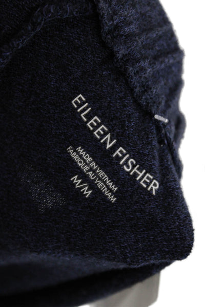 Eileen Fisher Womens Cotton High Waisted Pull On Straight Leg Pants Blue Size M