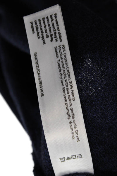 Eileen Fisher Womens Cotton High Waisted Pull On Straight Leg Pants Blue Size M