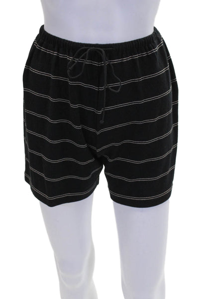 Vince Womens Cotton Elastic Waistband Stripped Mini Shorts Black Size XS