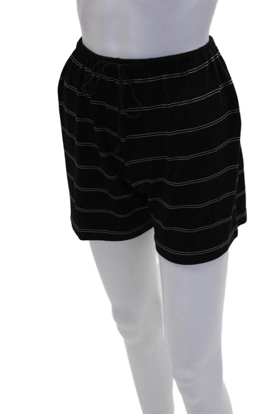 Vince Womens Cotton Elastic Waistband Stripped Mini Shorts Black Size XS